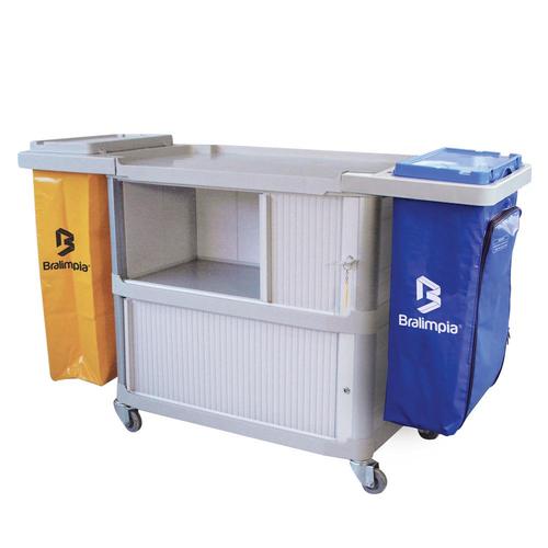 Carro funcional extra 2 bolsas amarela e azul com porta Carro funcional extra 2 bolsas amarela e azul com porta
