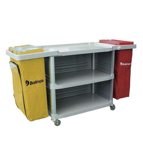 Carro funcional extra com 2 bolsas amarela e vermelha