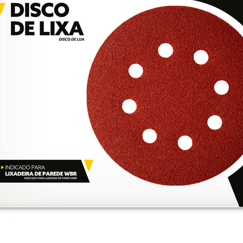 Disco de lixa 225 mm para lixadeira de parede e teto com 10 unidades Disco de lixa 225 mm para lixadeira de parede e teto com 10 unidades