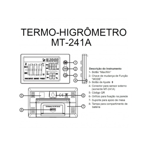 Rel�gio termo-higr�metro digital interno e externo - MT-241A