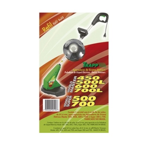 Carretel com fio de nylon 1,6 mm x 6 m para aparador 450 / 500l / 600 / 700 / Super 500 / 700l 