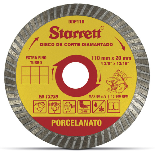 Disco diamantado turbo 110 mm para porcelanato - DDP110