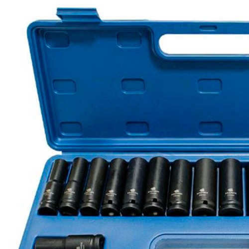 Jogo de soquete de impacto sextavado 10 � 27 mm encaixe 1/2