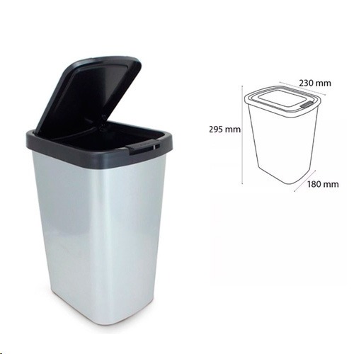 Lixeira plástica 9 litros com click - Label inox Lixeira plástica 9 litros com click - Label inox