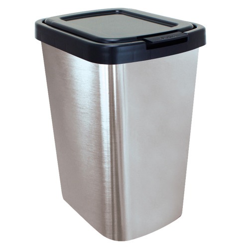 Lixeira plástica 9 litros com click - Label inox Lixeira plástica 9 litros com click - Label inox