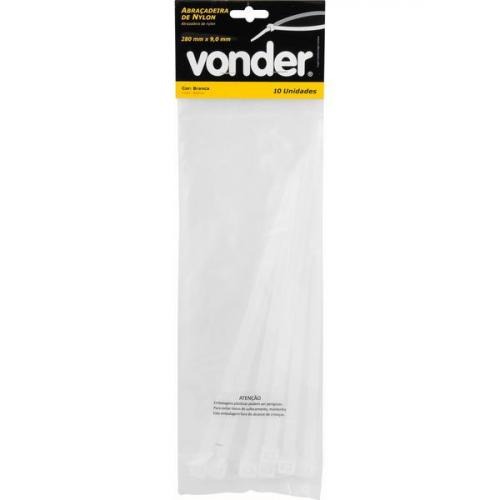 Abra�adeira de nylon 280 x 9mm branca com 10 pe�as