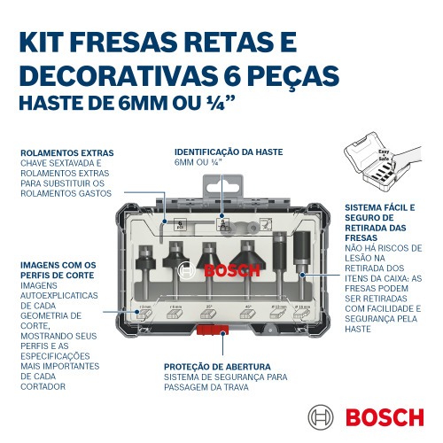 Jogo de fresas para madeira com 6 pe�as - Standard