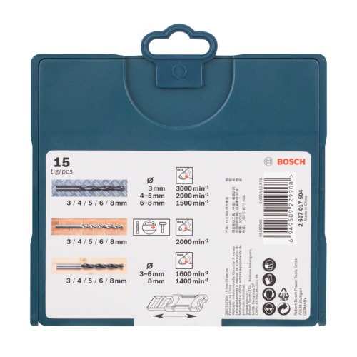 Jogo de brocas para Concreto, Metal e Madeira 15 pe�as - X-Line