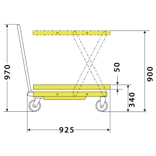 Mesa hidr�ulica pantogr�fica capacidade 500 kg - MMP 500