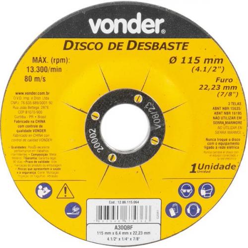 Disco de desbaste 115 x 6,4 x 22,23 mm - DBV