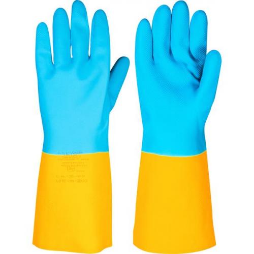 Luva de l�tex/neoprene pequena amarela e azul LNV 100  