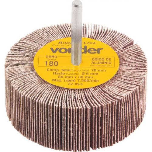 Roda de lixa 80 x 30 mm com haste gr�o 180 - 1271802180