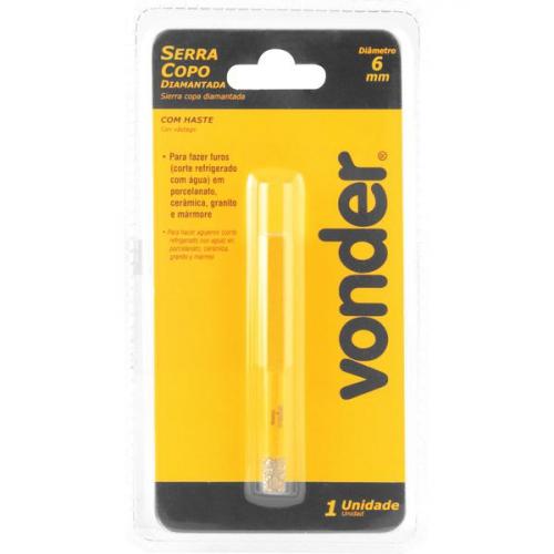 Serra copo diamantada 6 mm com haste de 8,3 mm 