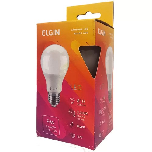 Kit 10 L�mpadas led bulbo 9W 810 l�mens branca morna - A60  110V/220V