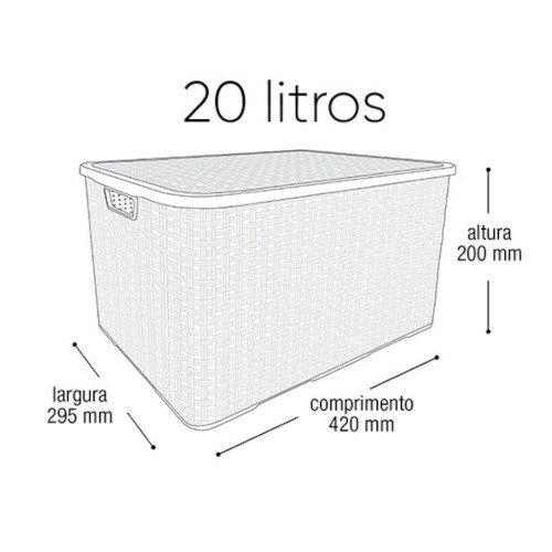 Kit 2 Caixas organizadoras com tampa 20 litros - Rattan