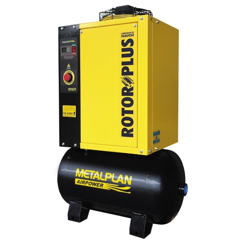 Compressor de ar de parafuso 4 hp 70 litros 10 bar trif�sico 220V - Rotor Plus 4