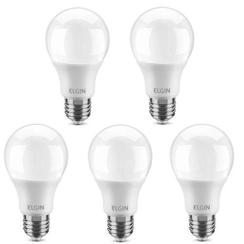 Kit 5 L�mpadas led bulbo 9W 810 l�mens branca morna - A60  110V/220V