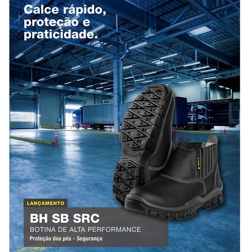 Botina em microfibra com el�stico biqueira composite preta - BH SB SRC