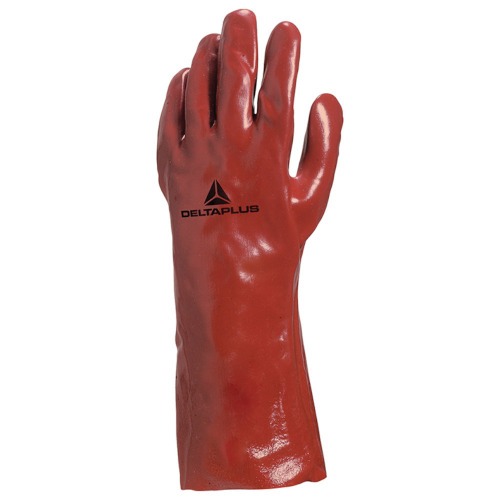 Luva de pvc lisa com forro de algodão 35 cm vermelha GG Luva de pvc lisa com forro de algodão 35 cm vermelha GG