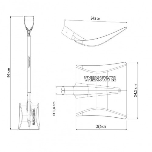 P� quadrada N�3 cabo de madeira terminal 