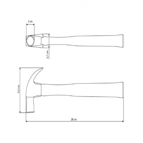 Martelo unha de 20 mm com cabo