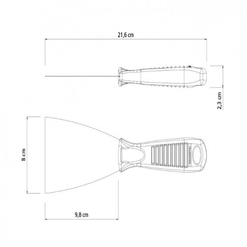 Esp�tula flex�vel met�lica 8 cm com cabo pl�stico - 77396085