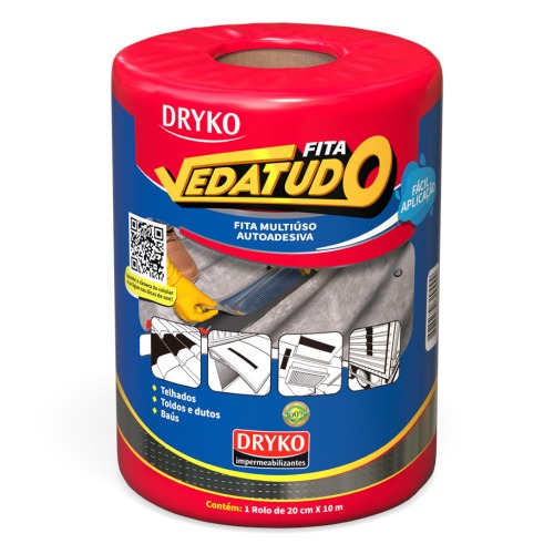 Fita manta asfáltica auto adesiva aluminizada multiuso 20 cm x 10 m - Vedatudo Fita manta asfáltica auto adesiva aluminizada multiuso 20 cm x 10 m - Vedatudo