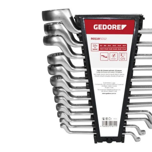 Jogo de chaves estrela 6 a 32 mm a�o cromo van�dio com 12 pe�as - R01185012