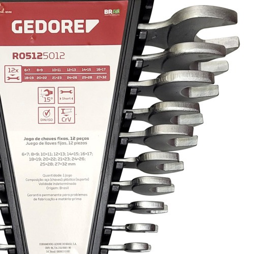Jogos de chave fixa 6 a 32mm a�o cromo van�dio�com 12 pe�as R05125012