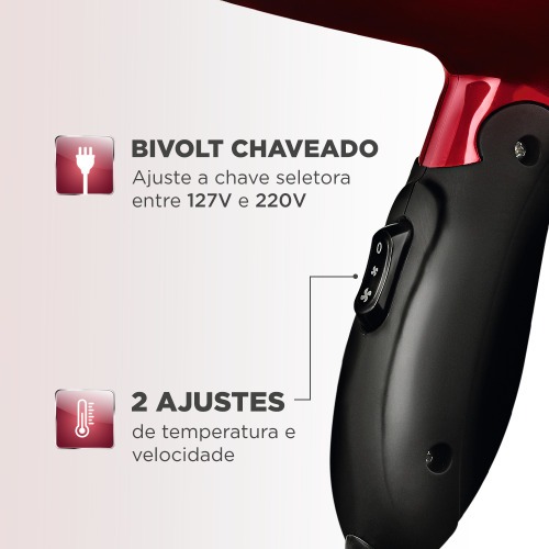 Secador de cabelo 1200 watts dobr�vel Max Travel - SC-10  110V/220V