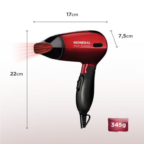 Secador de cabelo 1200 watts dobr�vel Max Travel - SC-10  110V/220V