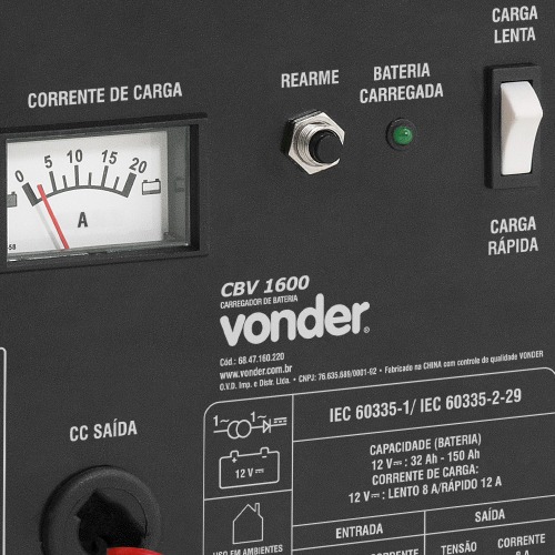 Carregador de bateria port�til 12 volts - CBV1600  220V