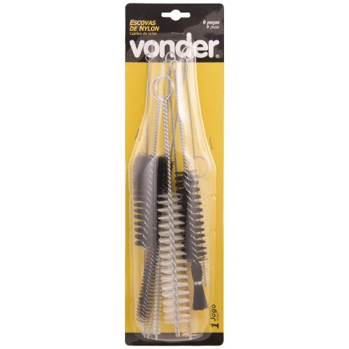 Jogo escova de nylon manual tubular com 9 peças Jogo escova de nylon manual tubular com 9 peças