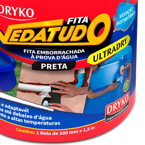 Fita adesiva reparadora uso geral 100 mm x 1,5 m -  Vedatudo Ultradry