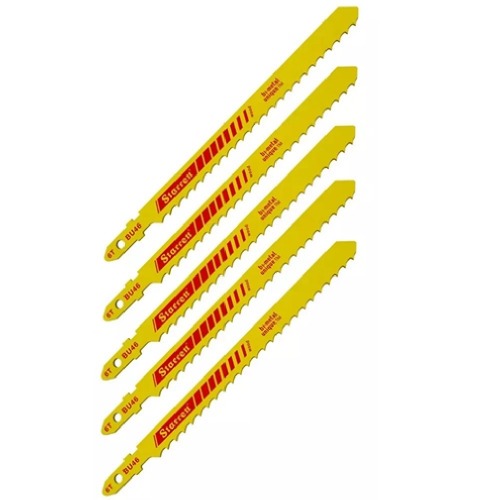 Lâmina serra tico tico 100 mm 6 dentes bimetal para madeira 5 peças - BU46 Lâmina serra tico tico 100 mm 6 dentes bimetal para madeira 5 peças - BU46