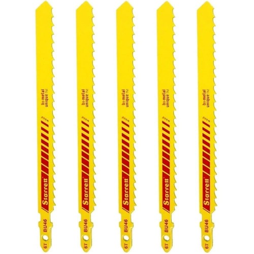Lâmina serra tico tico 100 mm 6 dentes bimetal para madeira 5 peças - BU46 Lâmina serra tico tico 100 mm 6 dentes bimetal para madeira 5 peças - BU46