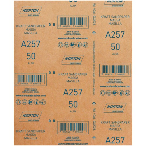 Folha de lixa para massa 225 x 275 mm - A257 Folha de lixa para massa 225 x 275 mm - A257