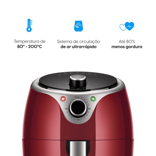 Fritadeira el�trica sem �leo Air Fryer 3,5L 1240 Watts vermelha - Flash Fryer  110V