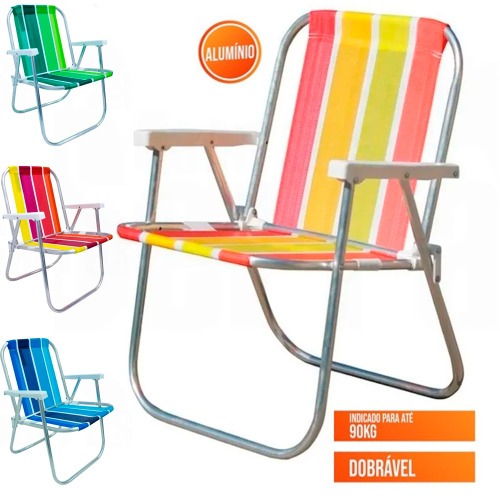 Kit Cadeira de praia alta em alumínio CAD0047 + Carrinho Mesa CAR0649 Kit Cadeira de praia alta em alumínio CAD0047 + Carrinho Mesa CAR0649