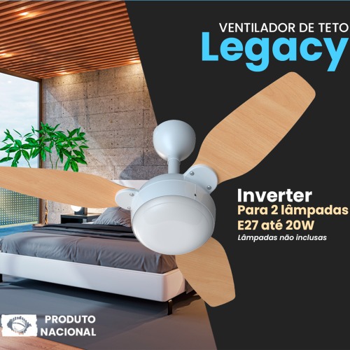 Ventilador de teto 3 pás Inverter dupla face com controle remoto - Legacy 110V/220V Ventilador de teto 3 pás Inverter dupla face com controle remoto - Legacy 110V/220V