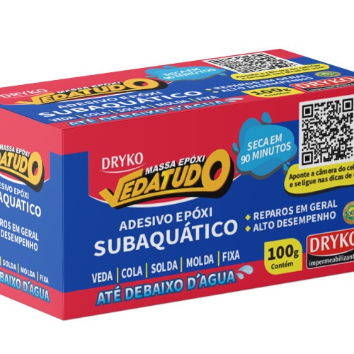 Massa adesiva ep�xi subaqu�tica 100g - Vedatudo