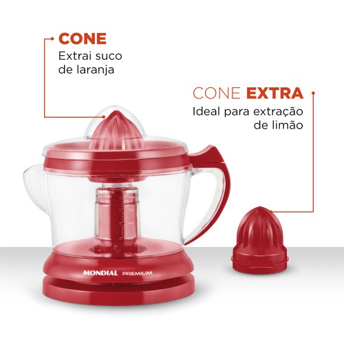 Espremedor de frutas 1,25L com cone extra Premium - E-23  110V