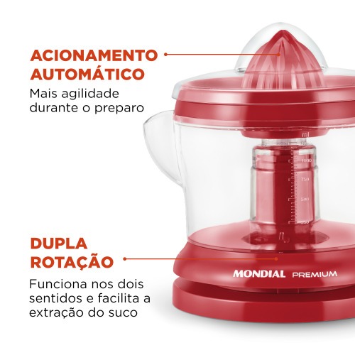 Espremedor de frutas 1,25L com cone extra Premium - E-23  110V