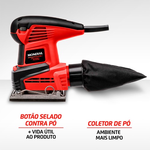 Lixadeira orbital 250W 110 x 103 mm com coletor de pó - FLO-2 220V Lixadeira orbital 250W 110 x 103 mm com coletor de pó - FLO-2 220V