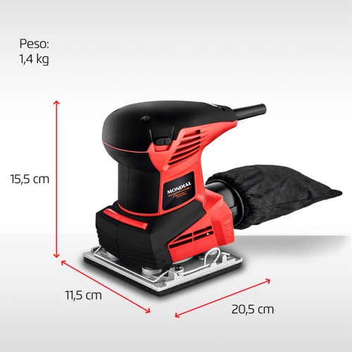 Lixadeira orbital 250W 110 x 103 mm com coletor de pó - FLO-2 220V Lixadeira orbital 250W 110 x 103 mm com coletor de pó - FLO-2 220V