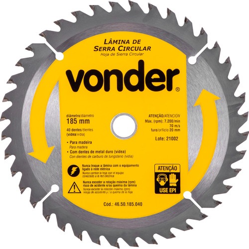 Disco de serra para madeira 185 x 20 mm 40 dentes - 46.50.185.040