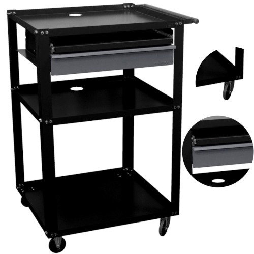 Rack móvel aberto para computador com gaveta - Dark Rack móvel aberto para computador com gaveta - Dark