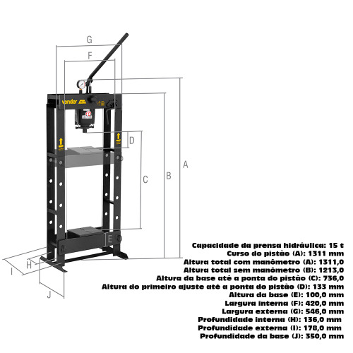 Prensa hidr�ulica capacidade de 15 toneladas
