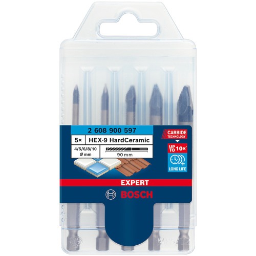 Jogo de broca para porcelanato 4 a 11 mm Hardceramic com 5 pe�as - HEX-9