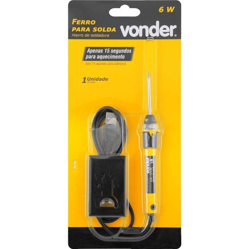 Ferro para solda 6W com ponta fina USB
